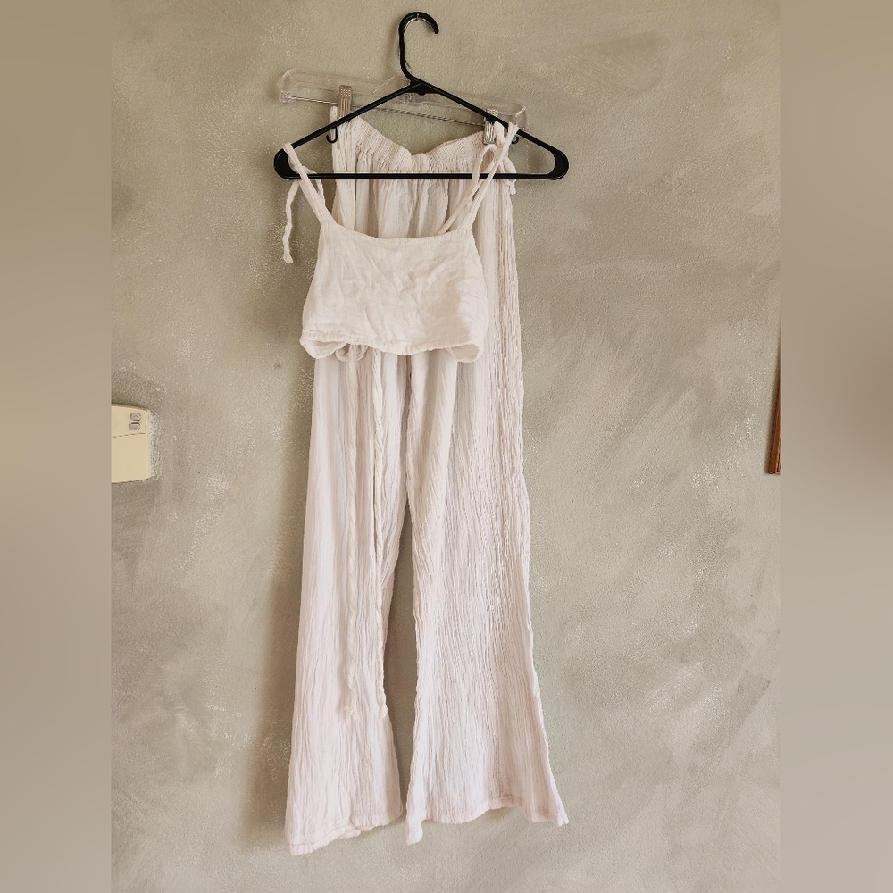 White Strapless Jumpsuit 100% Cotton